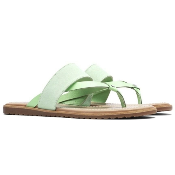 Sorel Women Comfort Ella Vivid Mint Sandals Flats Flip flop shoes sz 10.5 - Picture 1 of 13